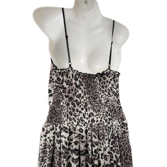 Brown Tan Leopard Print Spaghetti Strap Summer Long Maxi Dress - Picture 5 of 5